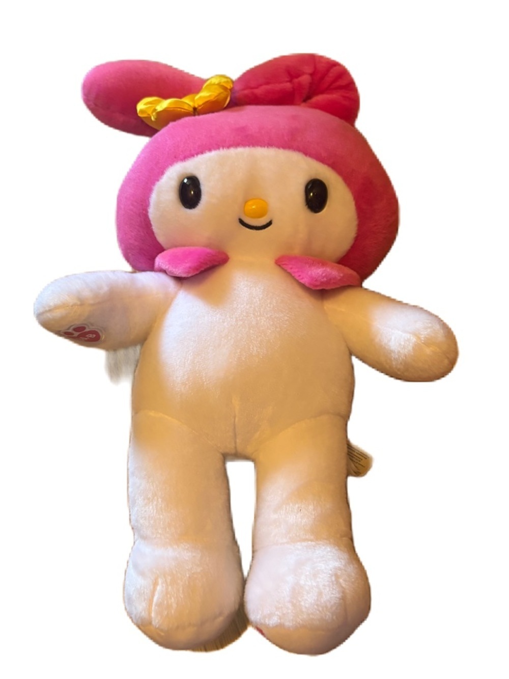 Build-A-Bear My Melody Pink Cream Bunny Plush Yellow Bow Stuffed Animal